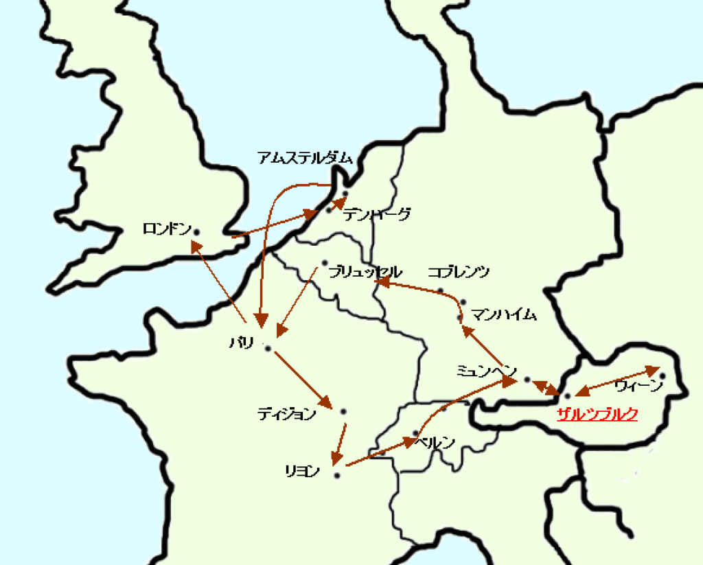モーツァルトの旅行地図